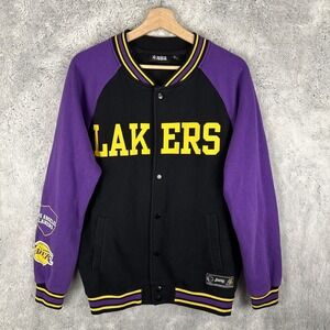 LA Lakers Mens Official NBA Basketball Varsity Basketball Button Jacket Medium